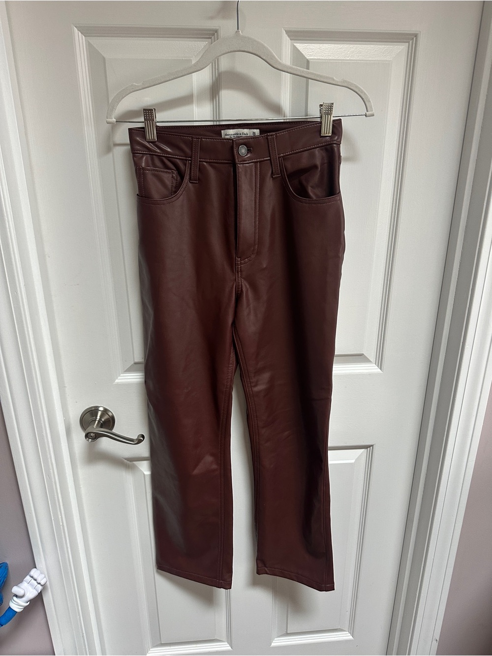 Abercrombie & Fitch Faux Leather Pants - Deep Burgundy